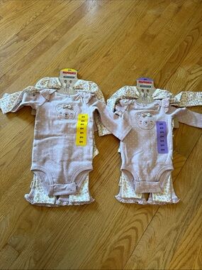 Huggies Babywear Lavender Bear Print Bodysuit Set for girls Set of two Size 3,6
